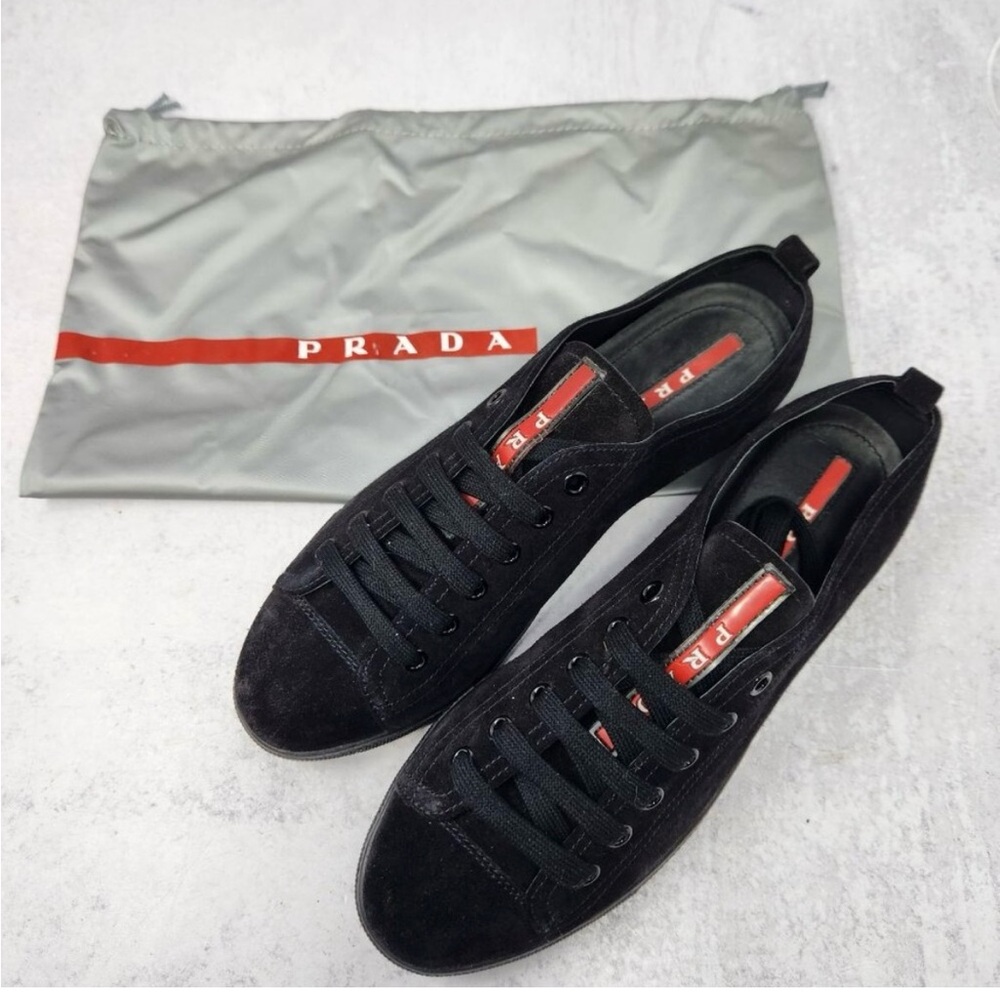 Vintage Prada Black Sneakers with Suede Upper & Low-Top Design - minor wear - Picture 3 of 6